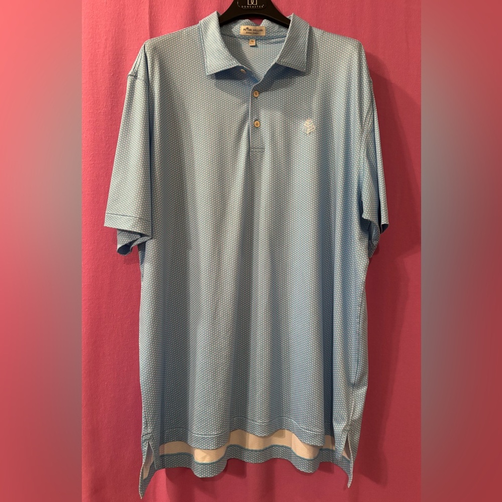 Peter Millar Light Blue Patterned Polo Shirt Size… - image 2